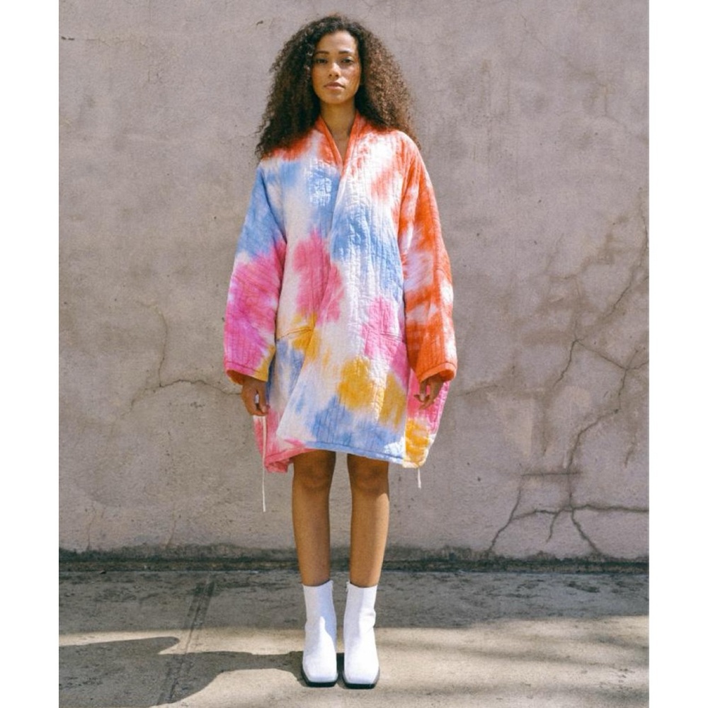 Anaak Raj Quilted Jacket (One Size) Oversized Cotton Tie-Dye Kimono - Picture 3 of 16